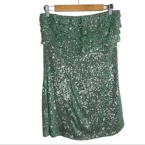 Free People Frida Island Sea Sequin Ruffle Mini Dress, Size 8 NWT